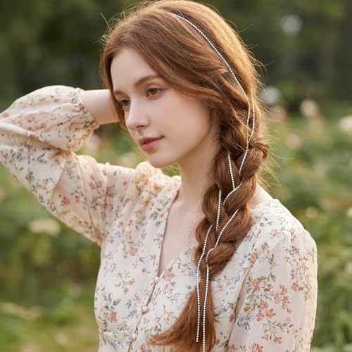 Cadena para cabello con pedrería y clips, 8 piezas miniatura 2