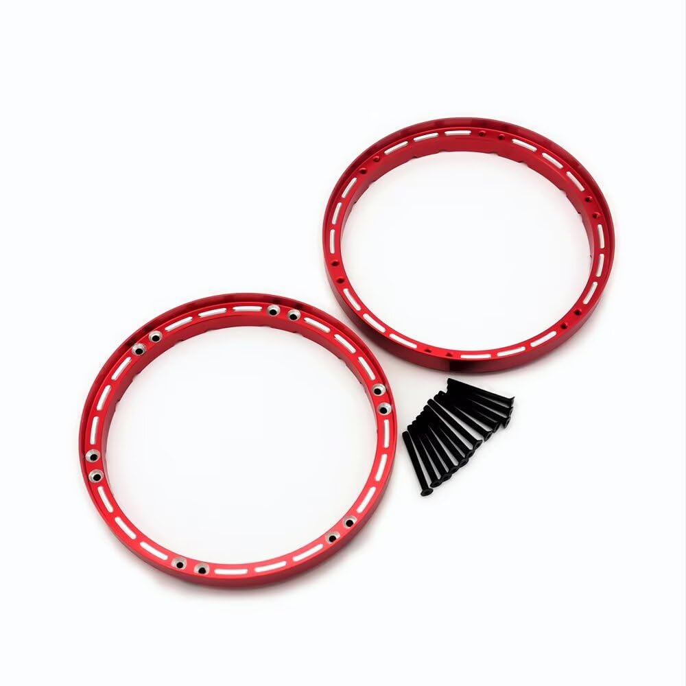 Aluminum Rear Wheel Reinforcement Rings Red for Losi 1/4 Promoto MX Motorcycle Compatible with LOS46003