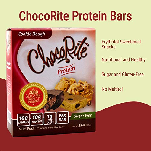 Chocorite Protein Bars In Cookie Dough Flavor Healthy Chocolate Keto Snacks With Protein — Sugar-Free And Low Carbs — Multi Pack Box (5 Bars X 32Grams) #TOP2