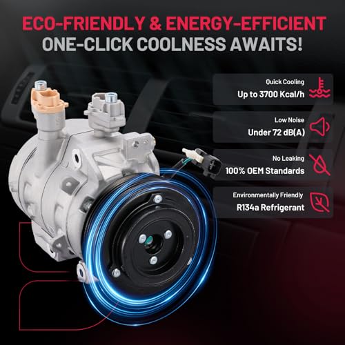 BDFHYK Air Conditioning A/C Compressor with Clutch Compatible with Ford F-250 F-350 Super Duty 6.2L 2017-2019, F-450 F-550 Super Duty 6.8L 2017-2019, Replacement HC3H19D629CC HC3Z19703B