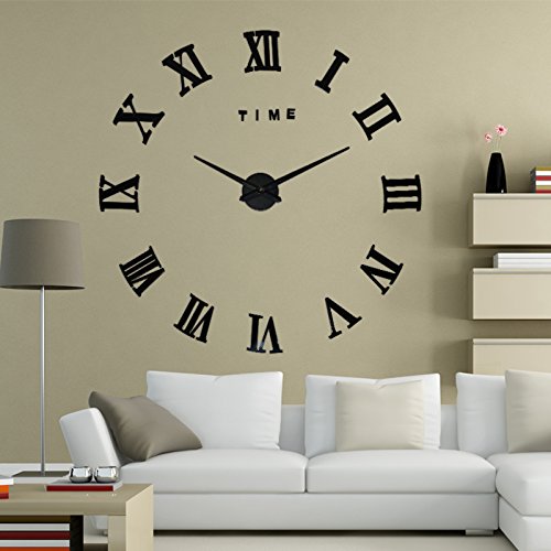 3D DIY Designer Exclusive Unique Wall Clock ( Large , Black )