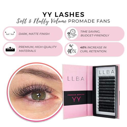 LLBA YY Eyelashes Extensions, 2D Fans Volume Eyelashes D Curl 0.07mm Thickness 13mm Length, Full Fluffy Volume Look - Image 2