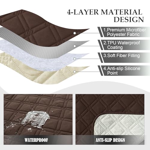 Genina Waterproof Recliner Chair Covers, Recliner Cover for Dog Pets Friendly, Washable Antislip Reclining Chair Cover Furniture Protector, Sofa Slipcover for Living Room(23.6inch/Chocolate)