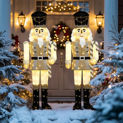 61Inch Nutcracker Christmas Decor Outdoor with LEDs 5 Feet Lighted