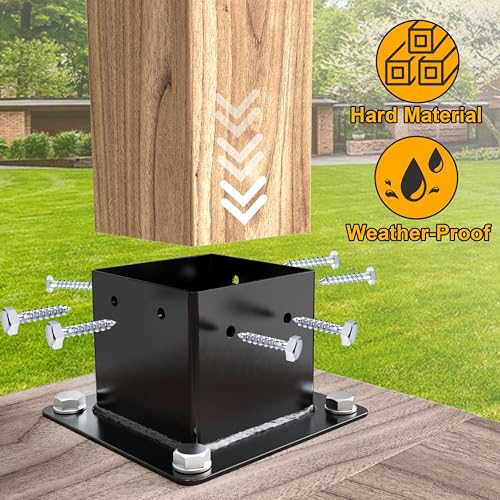 Eapele Pergola Kits with 3-Way/4-Way Corner Brackets and DIY Post Base for 4"x 4" Lumber(Inner 3.65x3.65), Powder Coated Steel Made for Gazebos, Patio Pergolas, Log Cabin Outdoor Pergola Hardware - Image 7