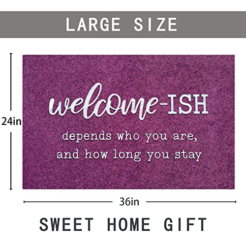 JJUUYOU Large Welcome Mats Front Door Mat Funny Welcome-ish Doormats Inside Outside Rug Entryway Ideal Home High Traffic Area - Image 3