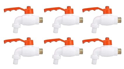 Alturas Plastic Heavy Duty White Turkey Nozzle Bib Cock Tap- Set of 6