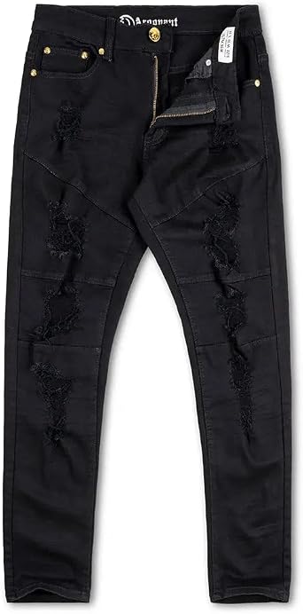 Mens Skinny Fit Denim Ripped Jeans - Grey, 48W X 32L