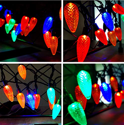 Borita LEDC9-25-MC Outdoor C9 Led Christmas Lights Multicolor Commercial Grade Strawberry Holiday String Lights Colored,25Led Green Wire 18Ft Heavy-Duty Wedding Party Colorful Decorative Lights Mood Lights thumb #3