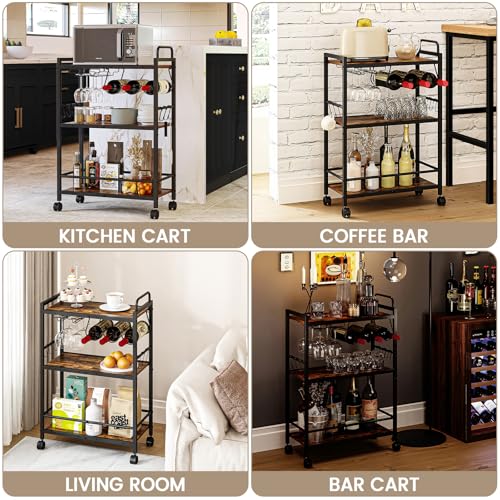 Homedawn Bar Cart Rustic Brown