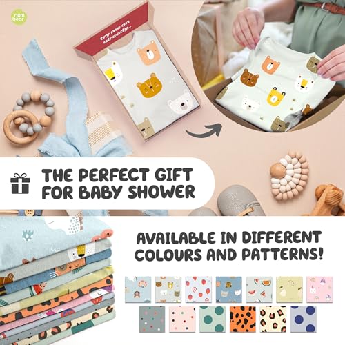 Nombear Baby Bibs with Sleeves for 6-24 Months - Easy Wipe Clean, Machine Washable Baby Weaning Bib with Sleeves, Waterproof Long Sleeve Bibs, Non Silicone and Coverall Bib