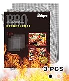BBQ Grill Mesh Mat Set of 3-Non Stick Barbecue Grill Sheet Liners Grilling Mats Nonstick Fish Vegetable Smoking Accessories-Works on Smoker,Pellet,Gas,Charcoal Grill