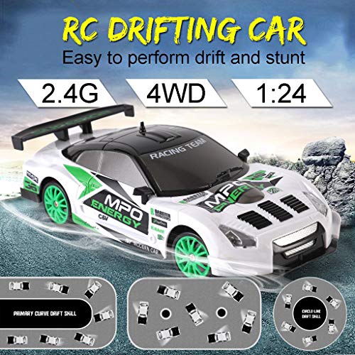 Image of Liberty Imports RC Drift Car 1 /24 2.4GHz 4WD Remote Control Sport Racing On-Road Vehicle with LED Light, Batteries and Drift Tires (Style 2), Multicolor