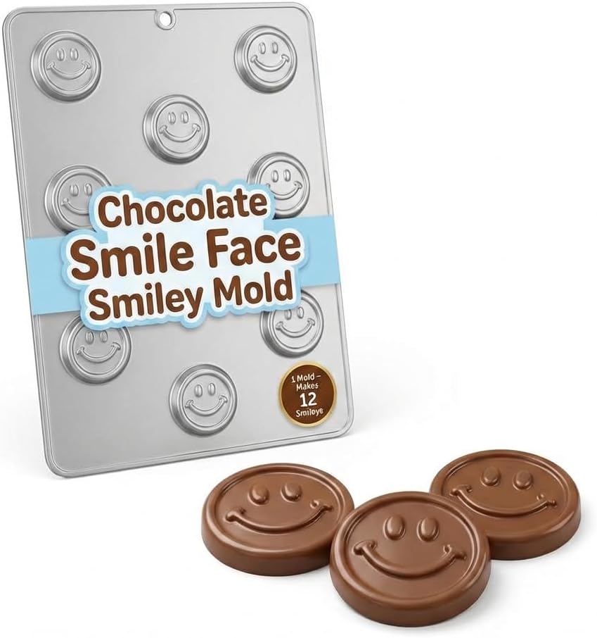Smiley Face Bite Size Chocolate Candy Mold - 9 Cavities, 1 1/4" Diameter, Item 181