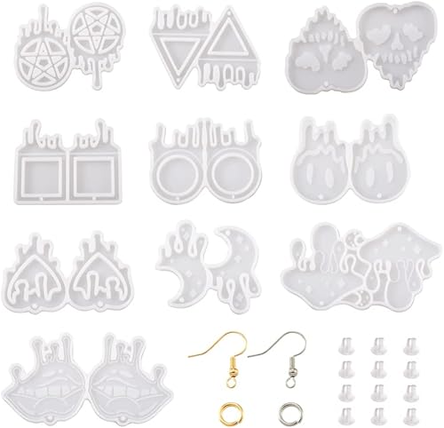 Vista 15 de Cheriswelry - Moldes de silicona para mujer, 3 piezas, juego de moldes de silicona para bricolaje, luna, estrella, corazón, mariposa, hoja, cruz