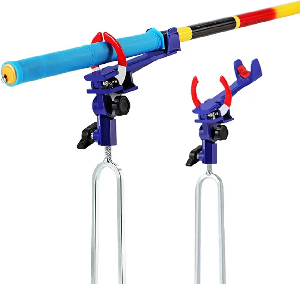 Suporte de vara de pesca com travamento automático em metal ousado, ajustável，58CM