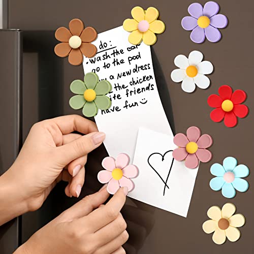 Image of 30 Pcs Cute Flower Fridge Magnets 3D Magnetic Refrigerator Locker Decoration Colorful Decorative Funny Flower Magnets for Classroom Office Kitchen Locker Whiteboard Cabinet, 10 Colors