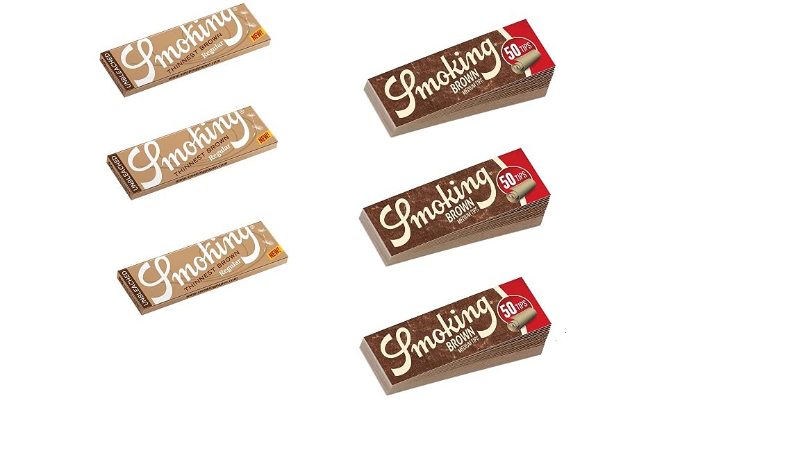 SMOKING THINNEST Brown Regular Mini Size (Pack of 3 BOOKLETS) & SMOKING Brown Medium Tips(Pack of 3 BOOKLETS) [ Rolling Paper & Roach/Tips ] by (SMOKING Trading House)-image-41