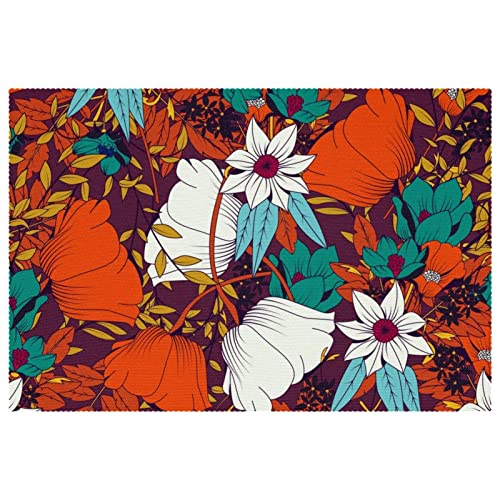 Set de table antidérapant résistant à la chaleur | Napperon vintage floral d'été x6