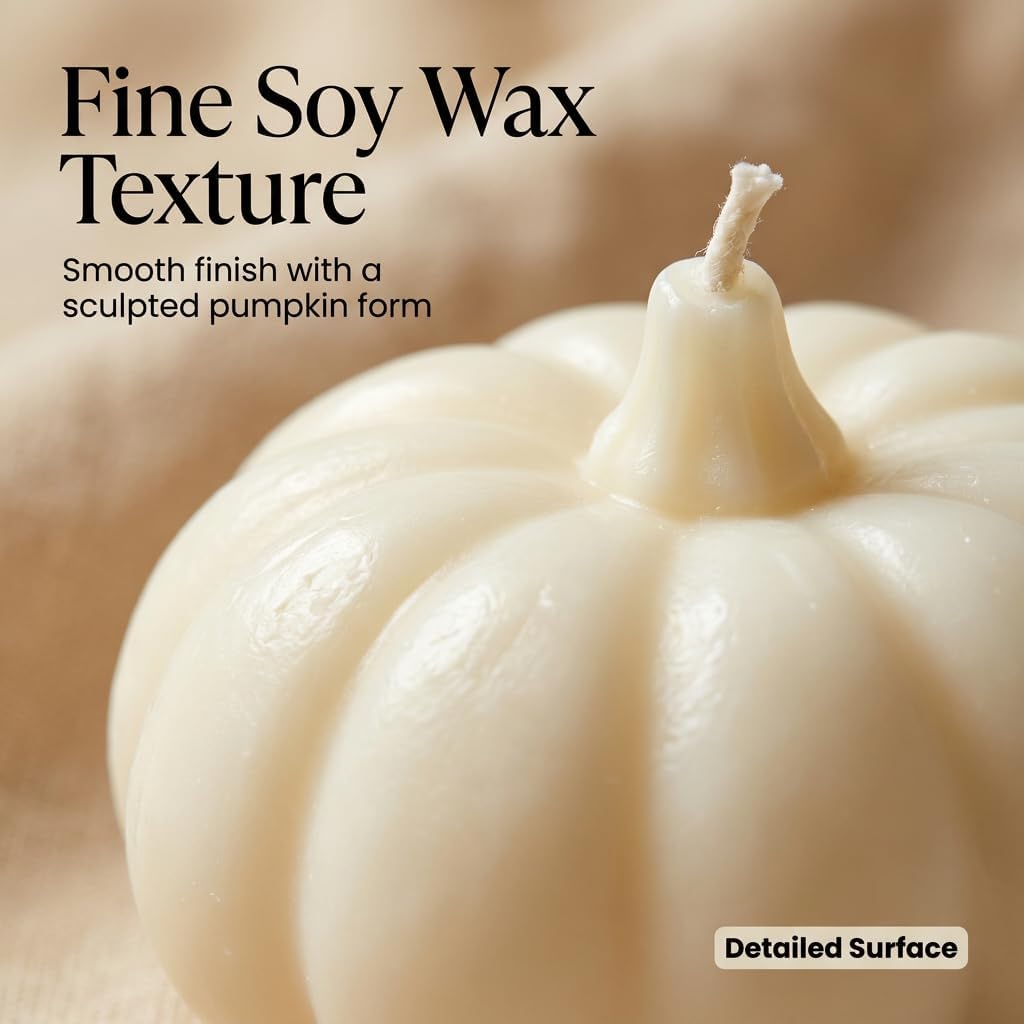Covtlykne Soy Wax Pumpkin Candles, Autumn Fall Themed Scented Candles, Seasonal Decorative Candle for Home Indoor Decor, Holiday Gathering (White)
