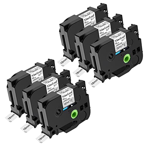 Nineleaf 6 Pack Compatible For Brother P-Touch Label Maker 18Mm Tz Tze Tape Tze 241 Tze241 Tz241 Tz 241 Black On White 3/4 Inch 0.7'' Label Tape For Pt-D400 Pt-D600 Pt-D400Ad Pt-P710Bt Pt-E550W P700 #TOP16