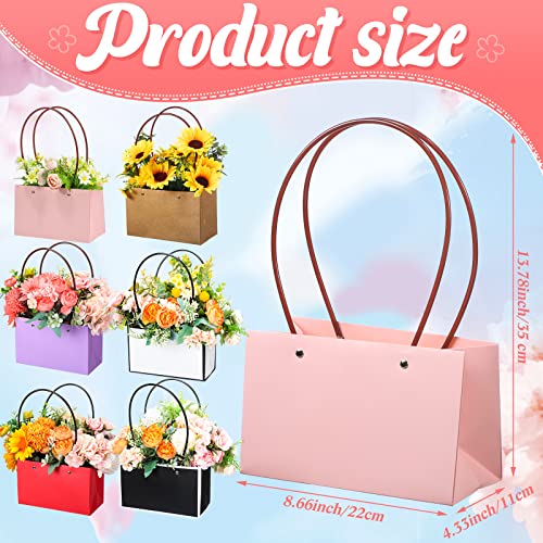 24 Pieces Kraft Paper Flower Gift Bags Rectangle Bouquet Bags With Handles For Wedding Gift Arrangements Wedding Day Mothers Father Day Gifts Baby Shower Graduation #TOP3