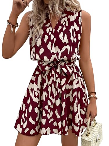 Image of SOLY HUX Women's Summer Wrap Dress Flowy Belted Vacation Short Dresses