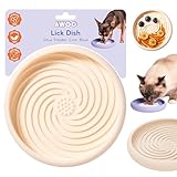 Awoo Lick Dish Silicone Dog & Cat Lick Mat & Slow Feeder with Suction Cups, Non-Slip, Dishwasher Safe, Extend Mealtime, Reduce Anxiety (Cream)