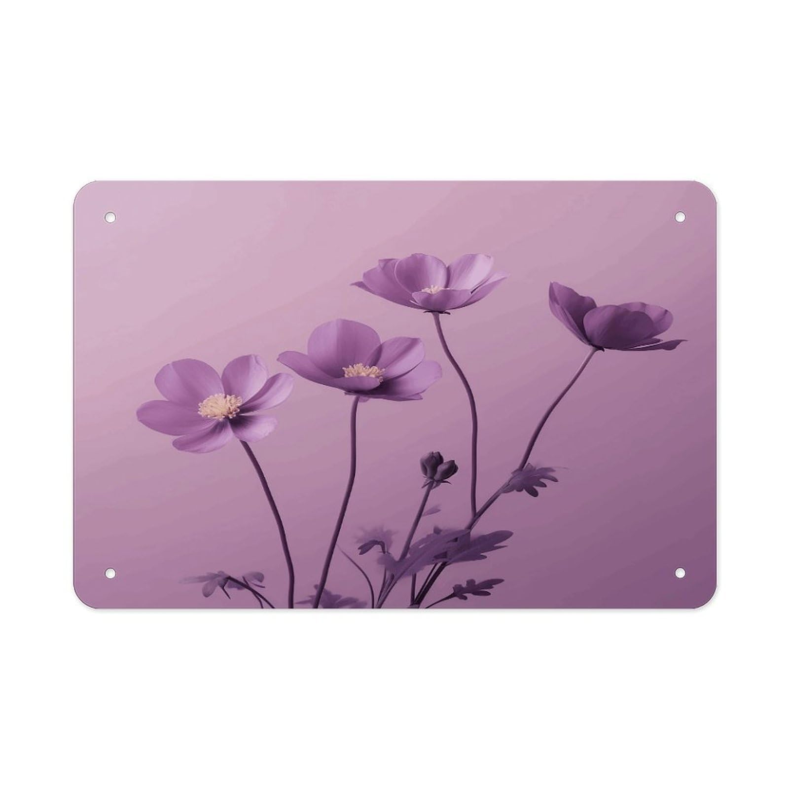 Fodpand Style Flowers On Purple Background Wall Art Metal Signs Tin Sign