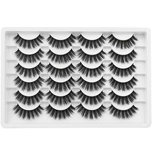 False Eyelashes 3D Faux Mink Lashes Pack 16mm Full Fluffy Thick Volume Lashes Soft Reusable Handmade Fake Eyelashes, 12 Pairs Pack by Pawotence