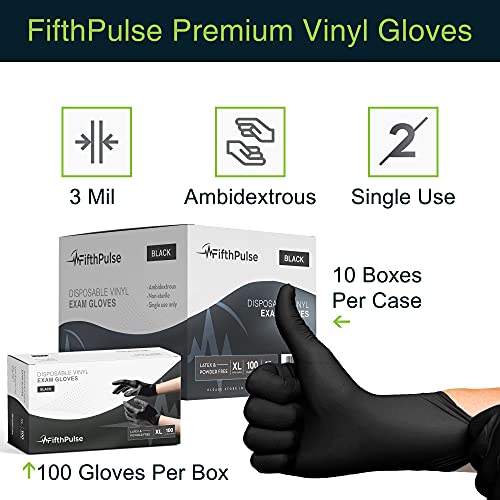 Black Vinyl Disposable Gloves Medium 100 Pack - Latex Free, Powder Free Medical Exam Gloves - Surgical, Home, Cleaning, And Food Gloves - 3 Mil Thickness #TOP4