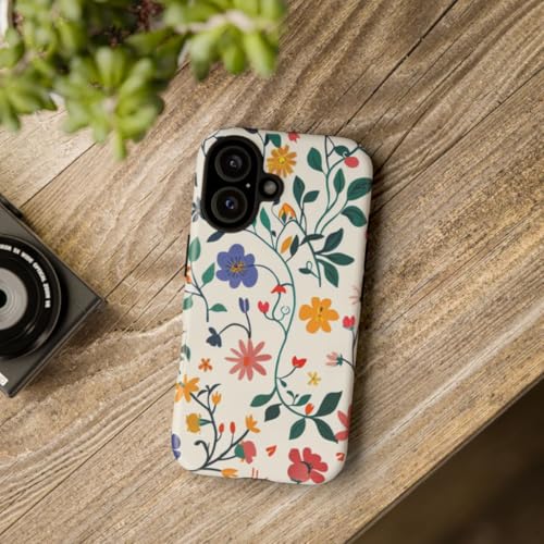Coque iPhone 16 motif floral lierre rigide contre les rayures