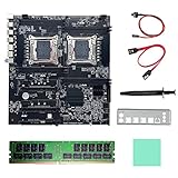 Oikabio Carte MèRe Double Processeur X99 + DDR4 4G RECC RAM + Câble SATA + Coussin Thermique LGA 2011 PCI-E16X 8XDDR4 Slot X99 X8 pour ALEO Mining