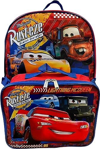 Ruz Group Kid's Mochila licenciada de 40,6 cm com lancheira removível (carros)