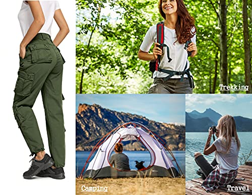 Raroauf Womens Cargo Pants, Casual Military Combat Work Hiking Pants With 8 Pockets Army Green Us 10 #TOP5