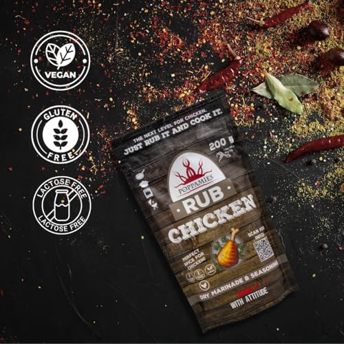 Poppamies Chicken BBQ Rub – Assaisonnement BBQ 100% naturel – Marinade sèche et mélange d’épices. Spécialement adapté au poulet – Idéal pour le grill, le four, le barbecue et la poêle – 200 g – vue 5