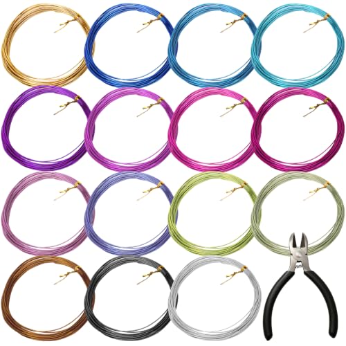 15 Rollen Basteldraht 1 mm, Aluminiumdraht in 15 Farben, Biegsamer DIY Draht zum Basteln, Schmuckherstellung, Floristik, Modellbau und Dekoration
