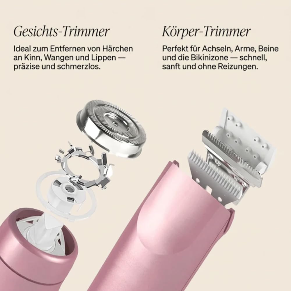Aluvea Smooth Trim - 2-In-1 Haartrimmer Für Damen | Sanfte & Glatte Rasur Für Bikinizone, Achseln & Gesicht | Gegen Rasurbrand & Eingewachsene Haare (Weiß)