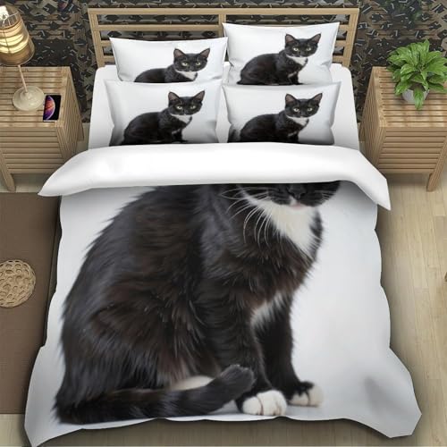 Housse de couette chat noir 140x200 microfibre - 5