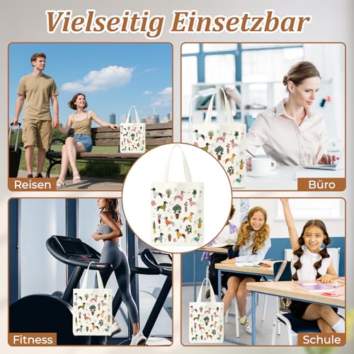 Yoljun Damen Tragetaschen, Beidseitigem Dackel Druck Wiederverwendbare Einkaufstasche, großes Fassungsvermögen Kulturtasche Damen für Reise Alltagsleben, Dackel Geschenke für Hundeliebhaber