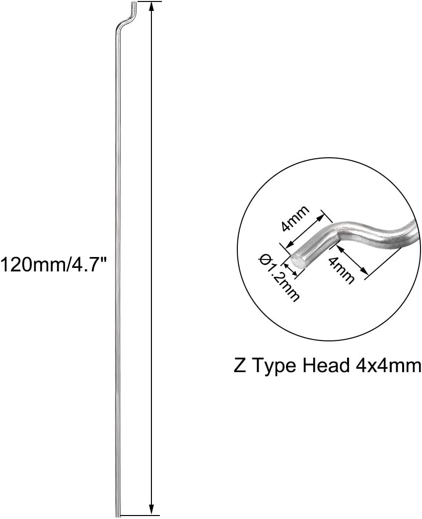 uxcell 1.2mm x 120mm (4.7 Inch) Steel Z Pull/Push Rods Parts for RC Airplane Plane Boat Replacement (Pack of 10)