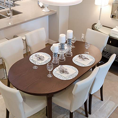 Mochadd 6 Pcs Silver Sparkle Crushed Glitter Placemat Round Glam Decorative Table Mats Dinning Table Wedding Banquets thumb #5