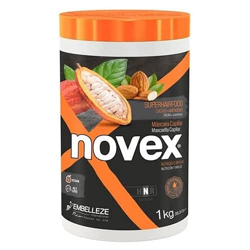 Novex Mascarillas acondicionadoras profundas para el cabello con ingredientes naturales 22lbs35 onzas Novex SuperFood - Mascarilla vegana para el