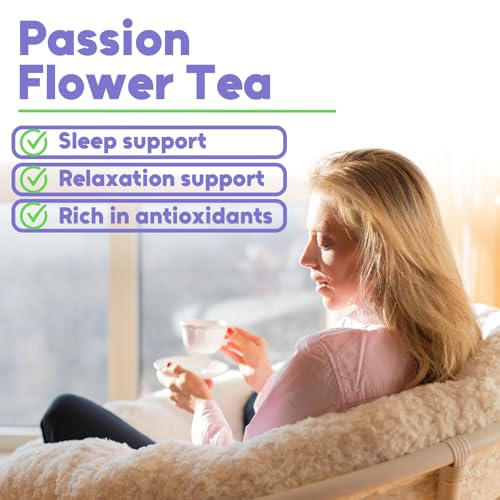 Image of Olvvla - Passion Flower Tea Bags - 100 Count - Premium Passionflower Leaves | Edible dried passionflower herb leaves, Non-GMO and caffeine-free, soft floral aroma, sleep-friendly soothing infusions