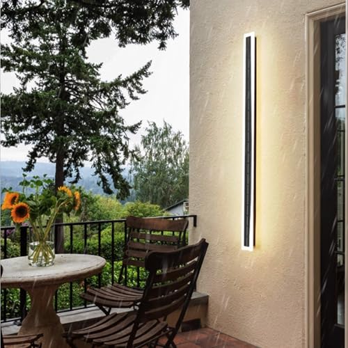 Applique LED solaire IP65 étanche 100cm noire avec diffuseur acrylique longue durée