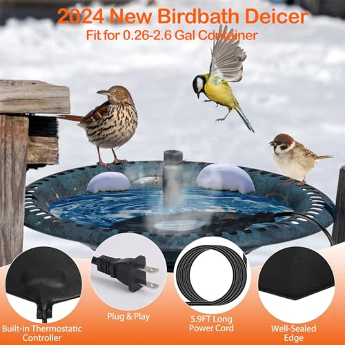 Woldoclean WXB29 Bird Bath Heater For Outdoors In Winter, 65W Birdbath Deicer Thermostatic Controller Water Heater thumb #1