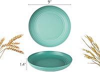 Vista 2 de Homeish Platos de paja de trigo irrompibles, platos de plástico ligeros, reutilizables, aptos para microondas y lavavajillas, paquete de 8 platos