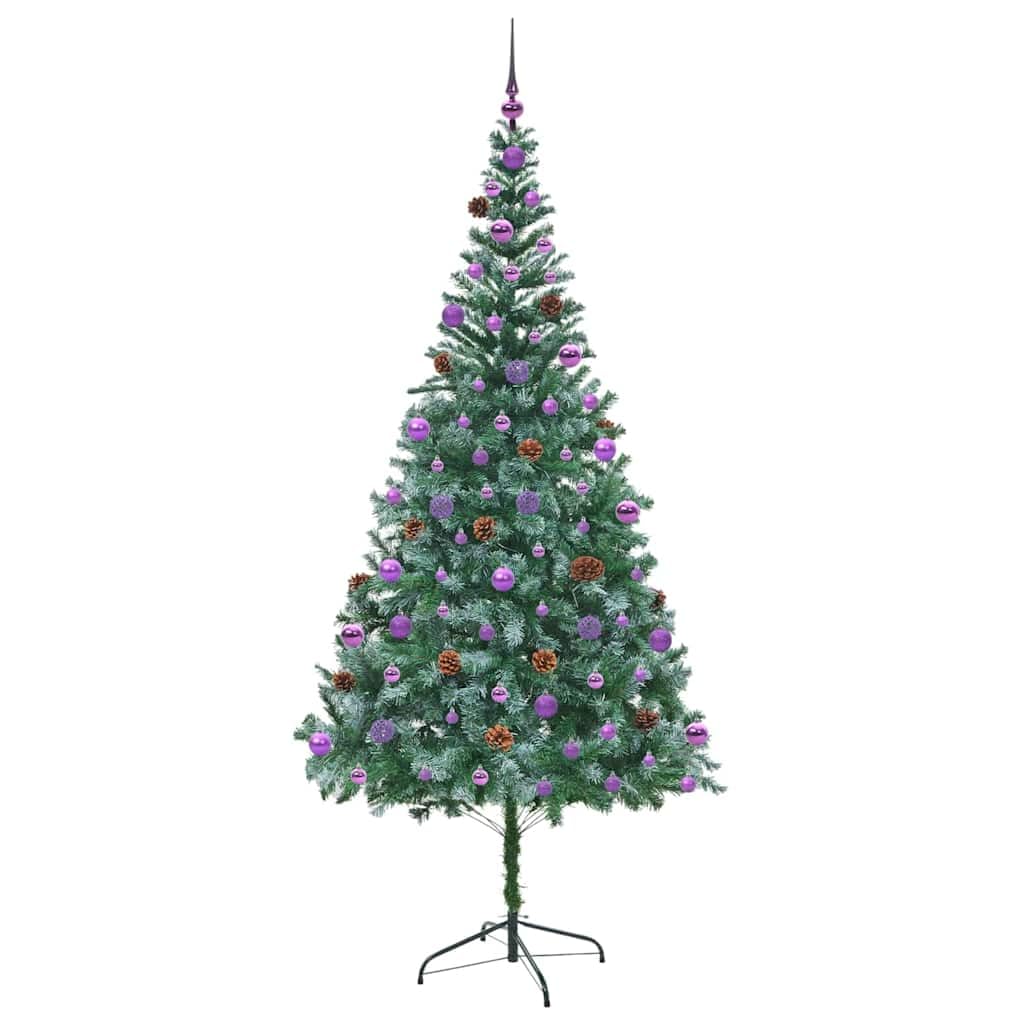 Sztuczna choinka zielona, 210 cm, PCW i stal, wstępnie oświetlona 300 diodami LED, do użytku wewnątrz i na zewnątrz, świąteczna dekoracja