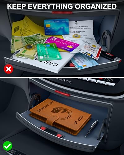 Image of FEDUS Faux Leather Premium Car Document Holder Car Storage Organizer, Car Registration and Insurance Trunk Holder for Driving Licence Owner Manual, PUC RC Paper, Vehicle Glove Box Document Bag Wallet