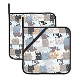 Funny Cute Cat Mermaid Pot Holders Heat Resistant Kitchen Oven Gloves with Hanging Loops Oven Hot Pa